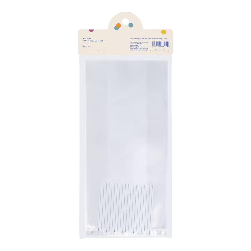 20ct Clear Cello Favor Bag - Polypropylene Gift Bags for Birthday, Wedding, All Occasions, 10" 5" - Image 2