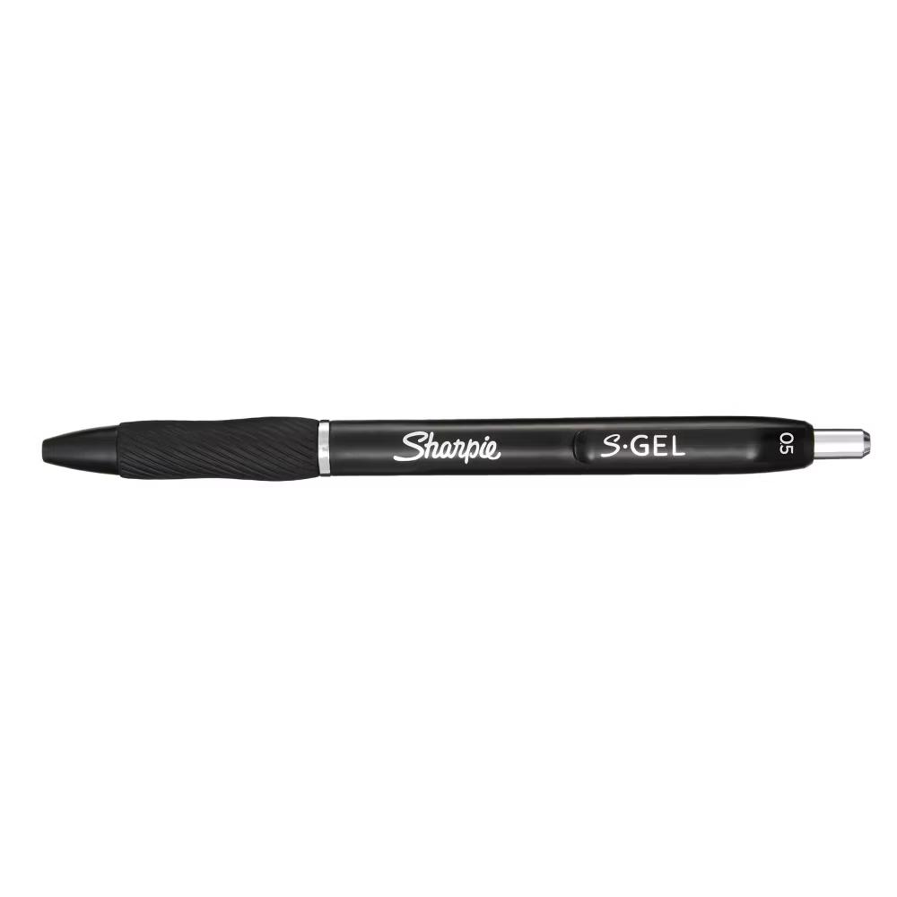 S-Gel 4pk Gel Pens 0.5mm Fine Tip Black: Retractable, Contoured Rubber Grip, Pocket Clip, Stationery & Office