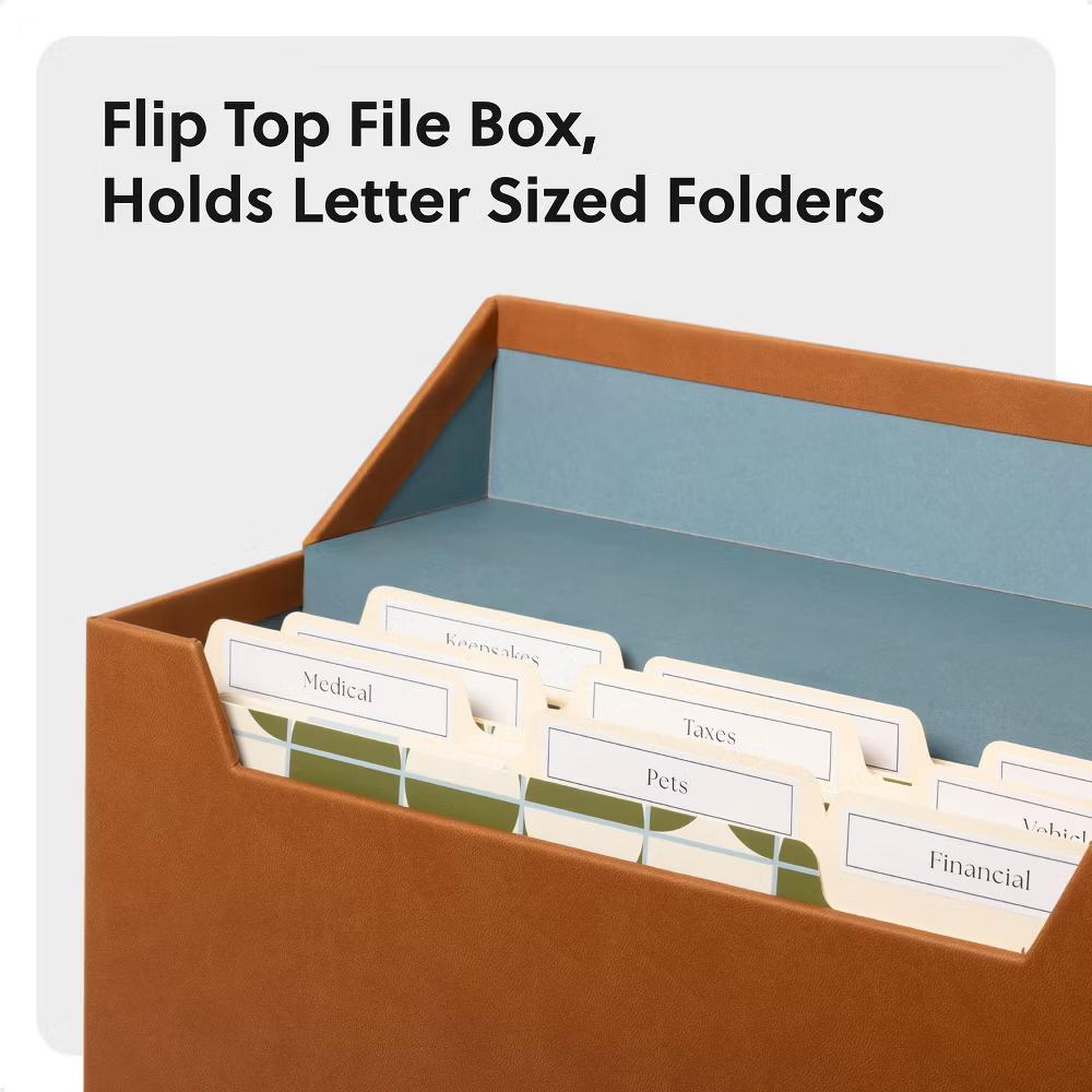 Flip Top File and Storage Box PU Leather - Image 2