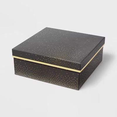 Square Foil Dotted Box Black - Polka Dot Gift Box for Graduation & Christmas, 10"x10"x4" - Image 3