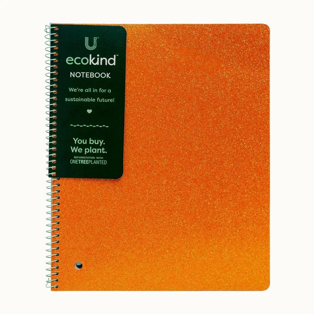 Ecokind 8.5"x10.5" Wide Ruled 1 Subject Notebook with Edge Printing Orange Glitter - Image 3