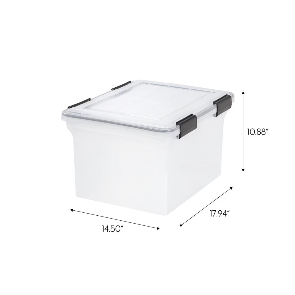 USA Letter Legal Size File Box 32qt WEATHERPRO Airtight Plastic Storage Bin with Lid and Seal and Secure Latching Buckles - Image 4