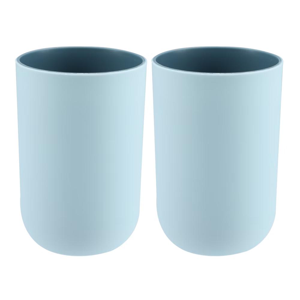 2Pcs Bathroom Tumblers Bathroom Toothbrush Cup Blue 4.33''x2.76'' 350ml - Image 13