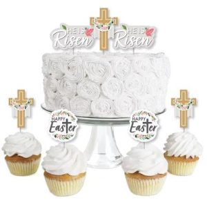 Religious Easter - Dessert Cupcake Toppers - Christian Holiday Party Clear Treat Picks - Set of 24