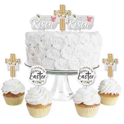 Religious Easter - Dessert Cupcake Toppers - Christian Holiday Party Clear Treat Picks - Set of 24