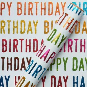 20 Sq Ft Happy Birthday Colorful Print Wrapping Paper