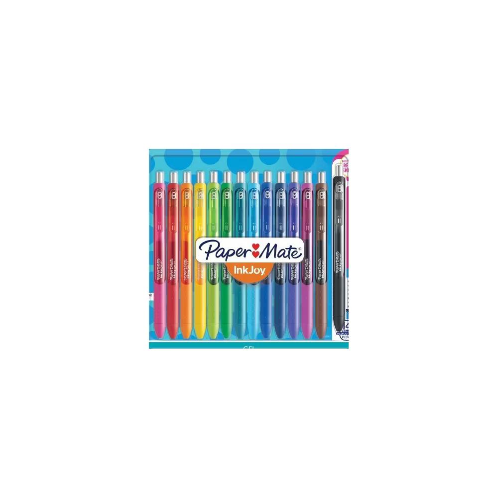 Paper Mate Ink Joy 14pk Gel Pens 0.7mm Medium Tip Multicolored: Retractable Quick Drying with Pocket Clip