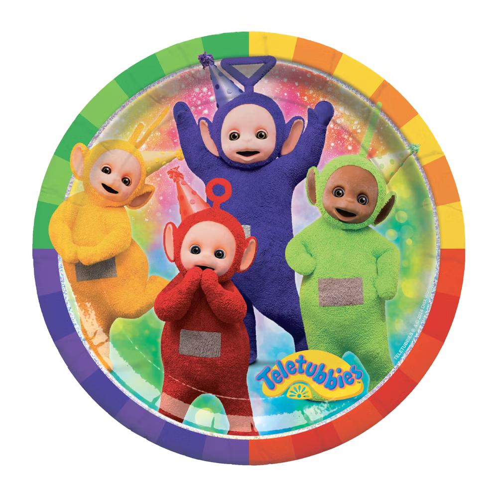 Treasures Gifted Teletubbies Dinner Plates 9in - Disposable Paper Plates - Teletubbies Birthday Party Supplies