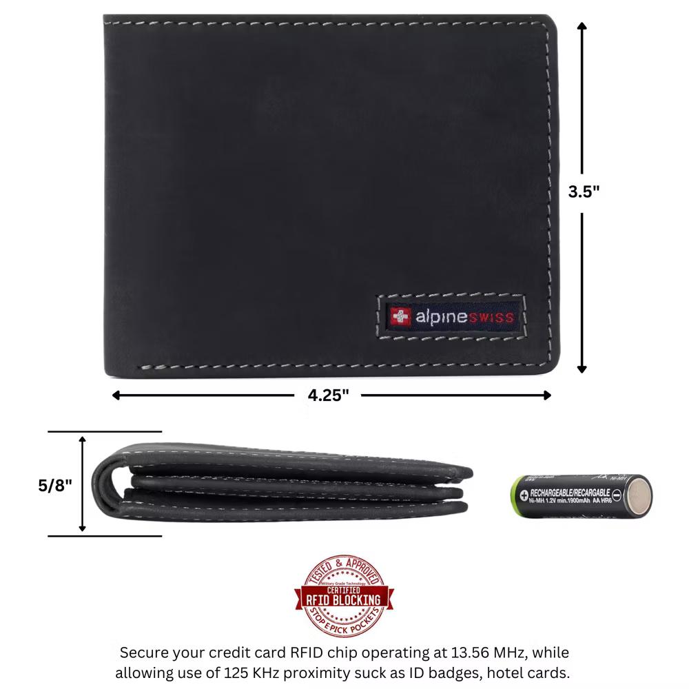 Alpine Swiss Connor Executive Bifold Wallet | Business Passcase for Men | Premium Leather | Dual ID Windows | RFID Blocking | Gift Box Included - Image 26