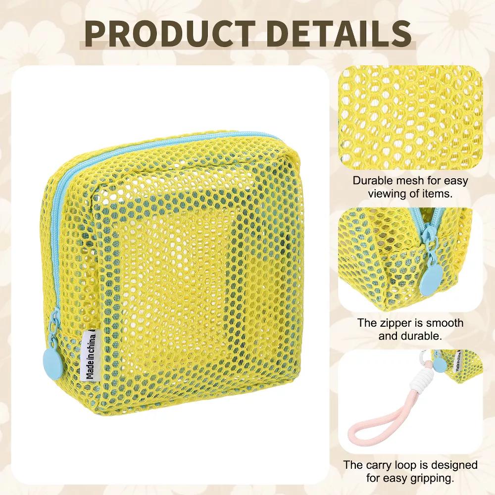 Mesh Travel Toiletry Organizing Zipper Mini Makeup Bag with Strap 4.7" - Image 17