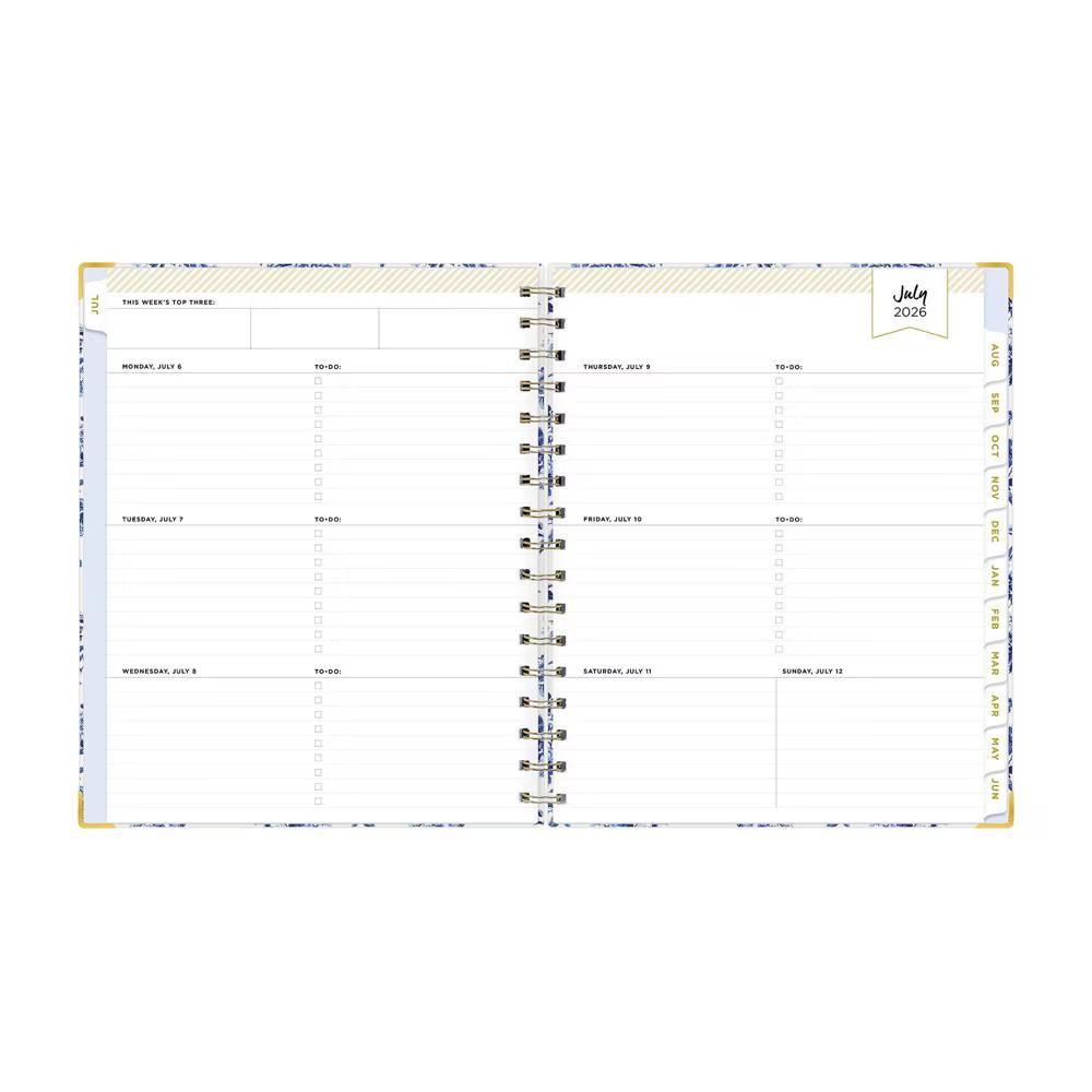 Day Designer 7"x9" 2026-2027 Planner Fleurie Blue Matte Laminated Weekly/Monthly Safety Wirebound - Image 10