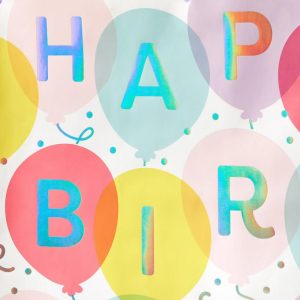 "Happy Birthday" Balloon Square Gift Bag - Multicolor, Paper, 15x15x8, Birthday Gift Bags