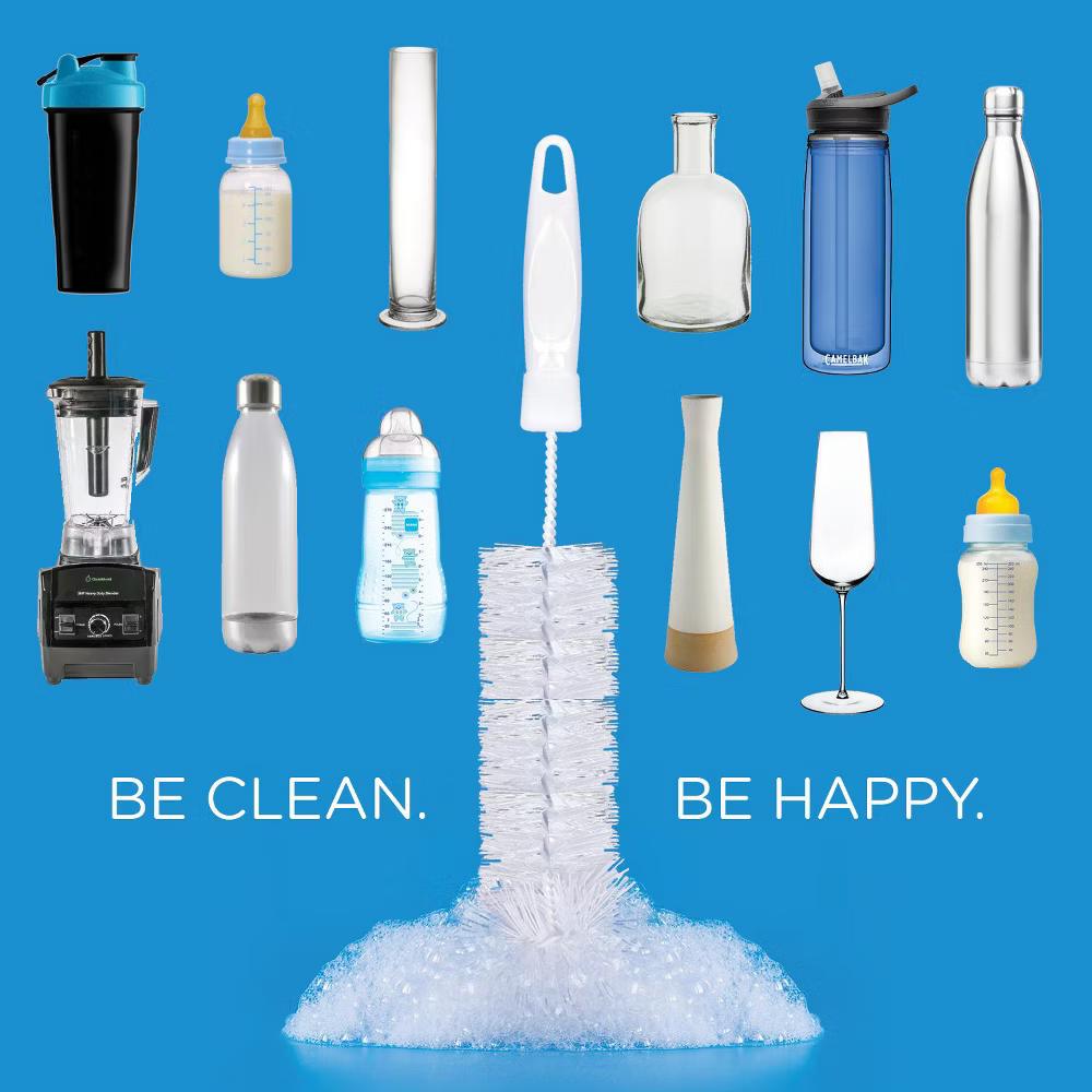 Bottle Brush Cleaner, Durable Fiber Bristles Around Twisted Wire with Gripper Handle & Storage Hang Hole, Dishwasher Safe - Image 4