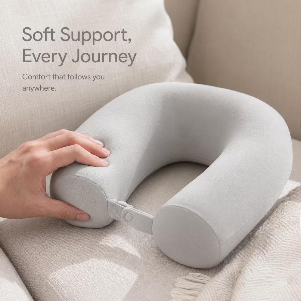 U‑Shaped Memory Foam Nap Pillow with Snap Closure for Desk and Travel Use 1Pc - Image 15