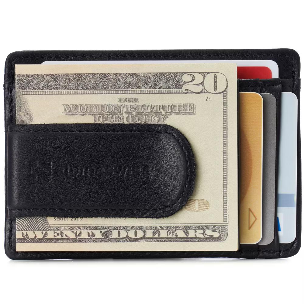 Alpine Swiss RFID Dermot Money Clip Front Pocket Wallet For Men Leather Comes in a Gift Box