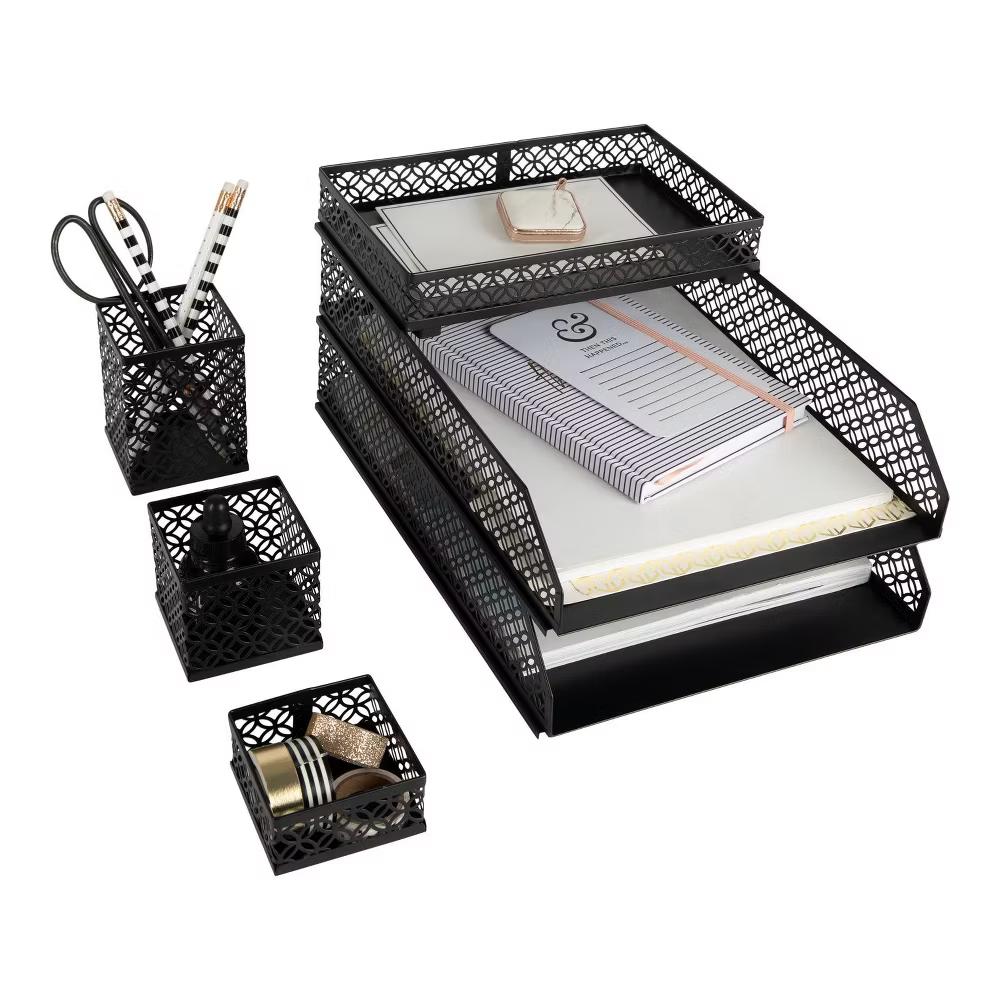 Blu Monaco 6 Piece Interlocking Desk Organizer Set - Image 12