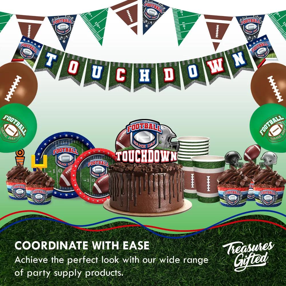Treasures Gifted Football Plates 7in - Football Birthday Party Supplies - 8 Pack