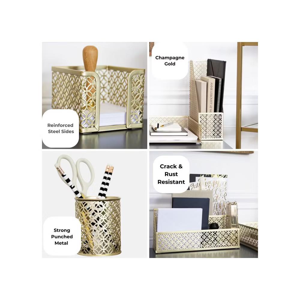 Blu Monaco Desk Organizer Set - 6-Piece Desk Accessories for Mail, Sticky Notes, Pens, Magazines & Documents - Image 20