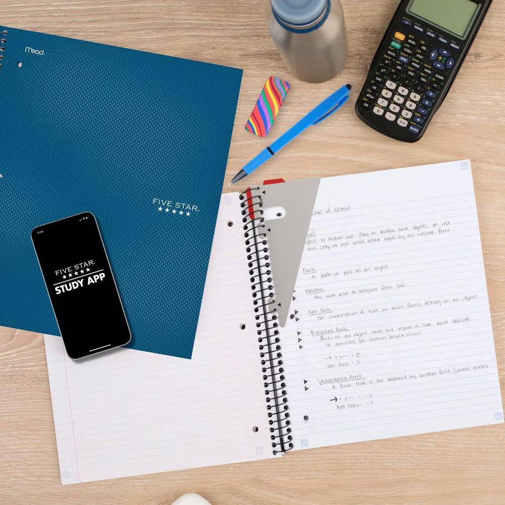 Five Star 170 Sheets College Ruled Notebook Feature Rich Gray: 3 Subject Spiral, 8.5x11", Bleed-Resistant, Perforated Pages - Image 6