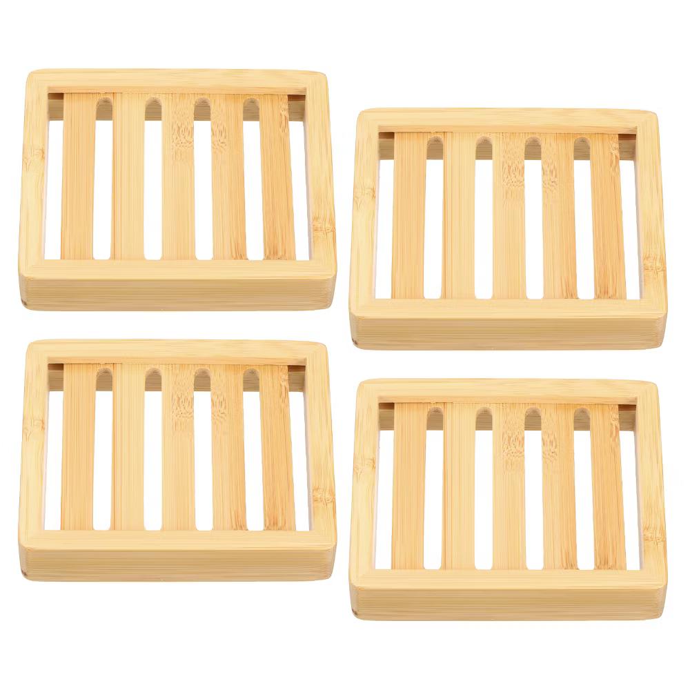 Natural Bamboo Self-Draining Rectangle Bathroom Soap Dish - Image 6