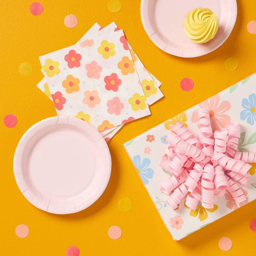 20ct Light Pink Snack Paper Plates - "