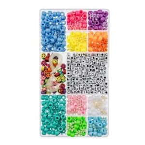 600pcs Assorted Plastic Alphabet Pony Beads with 5m Elastic Cord for DIY Crafts Bracelets Necklaces Jewelry Making Bead Box