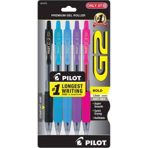5pk G2 Premium Gel Pens Bold Point 1.0mm Assorted Inks