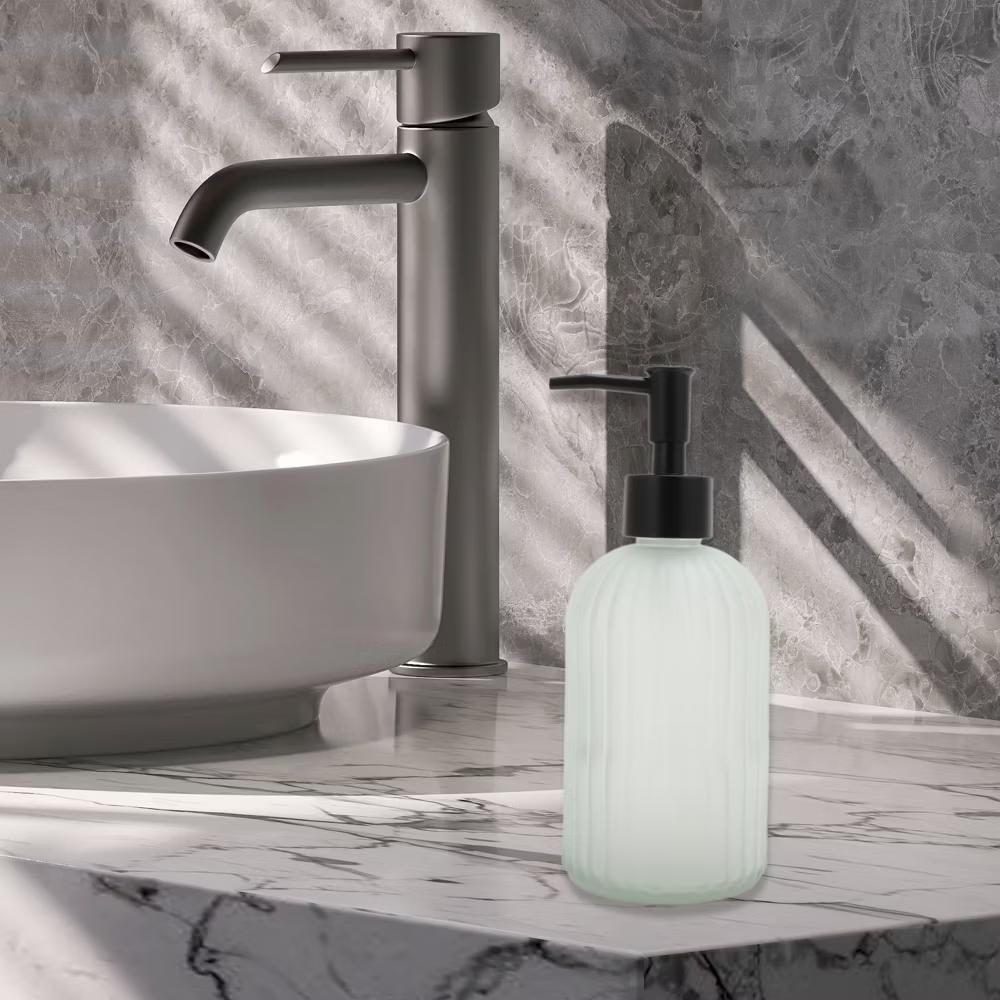 Durable Round Bottom Vertical Stripe Soap Dispenser 13.53oz 1 Pc - Image 3