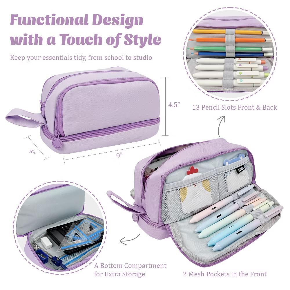 4 Compartment Large Capacity Pencil Case, Pencil Pouch for Stationery Tools - Image 6