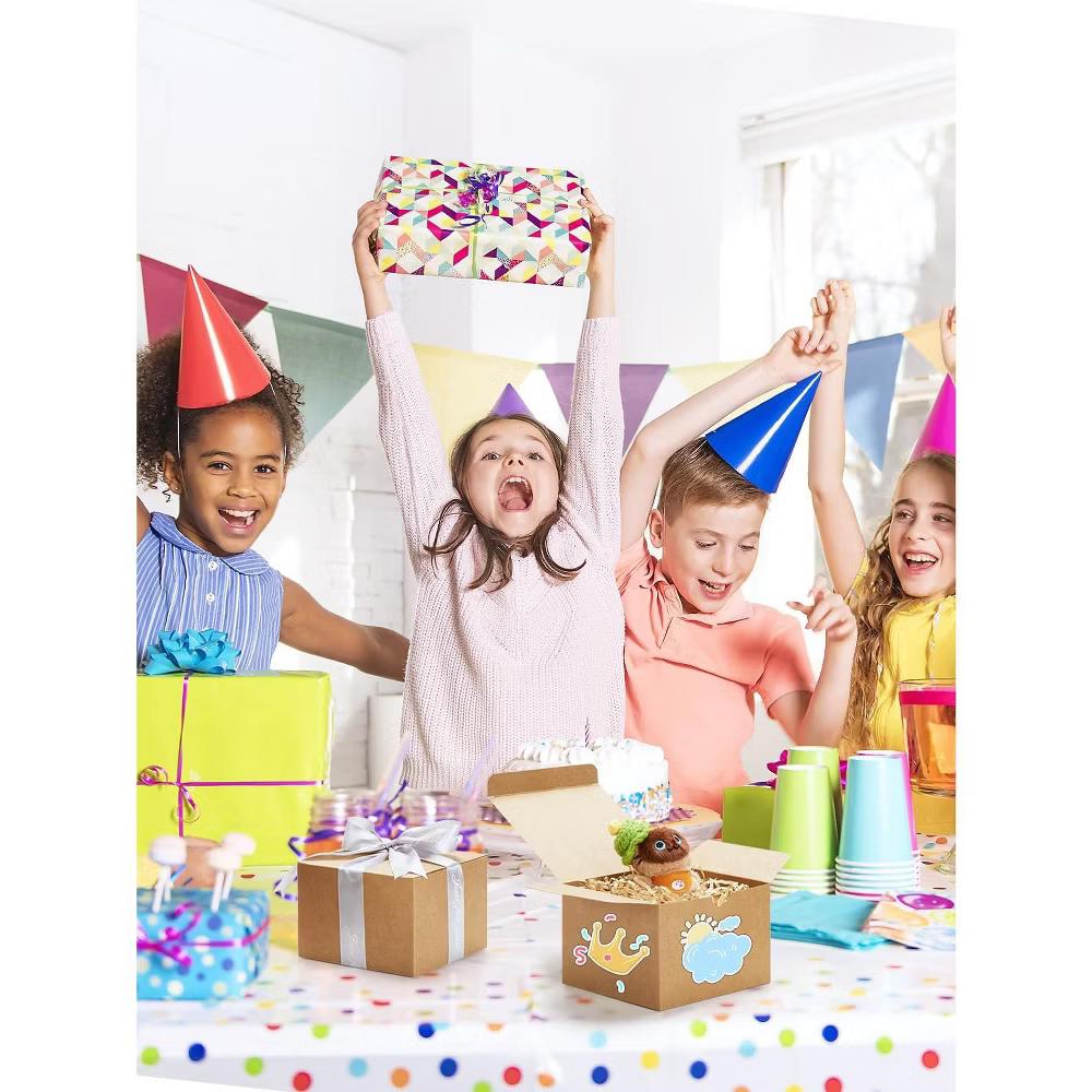 Brown Kraft Paper Gift Boxes 5x5x3.5 Inch 25 Pack with Lids Easy Assembly for Cupcakes Candles Jewelry Party Wedding - Image 2
