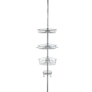 J&V TEXTILES Rustproof Shower Caddy Corner for Bathroom,Bathtub Storage Organizer for Shampoo Accessories,4-Tier Adjustable Shelves with Tension Pole