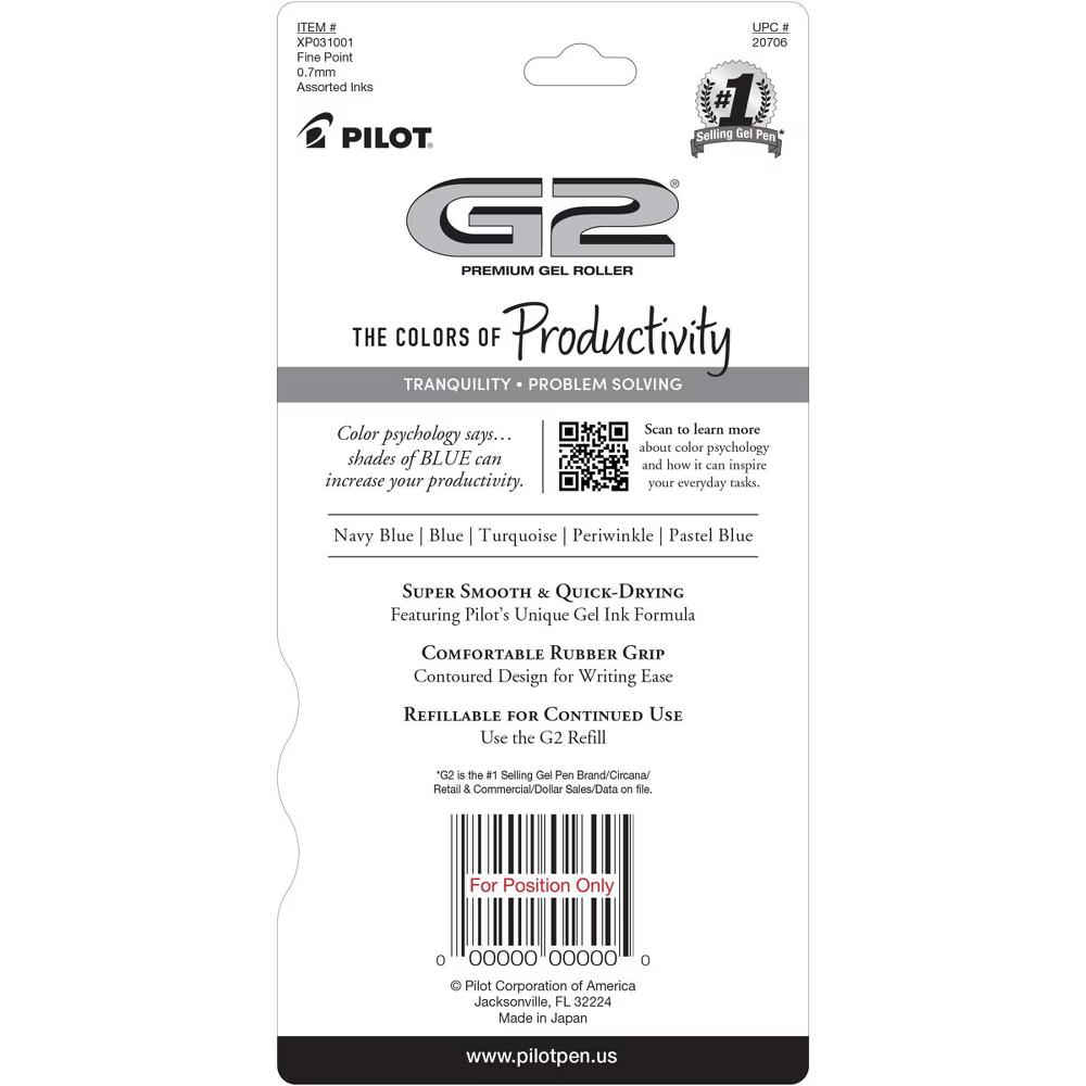 G2 Gel 5pk Boost Gel Pens Fine Point 0.7mm Blue Ink - Image 5