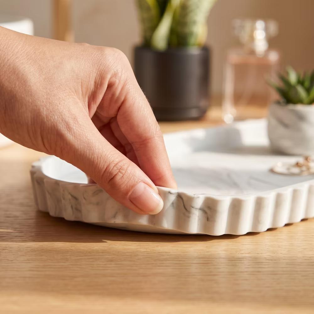 2Pc Round Silicone Vanity Tray Set Decorative Catchall Organizer for Bathroom Countertop Perfume White - Image 92