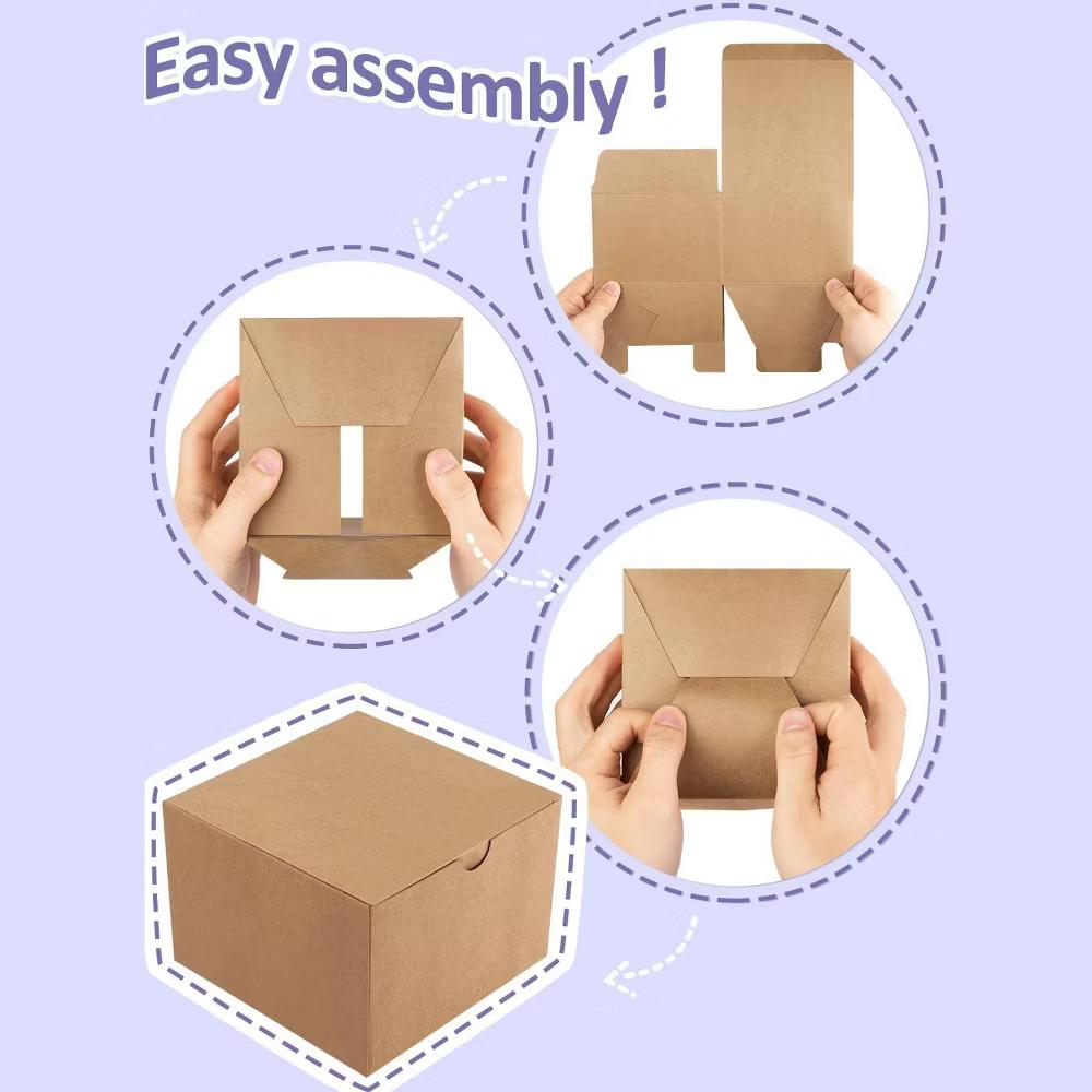 Brown Kraft Paper Gift Boxes 5x5x3.5 Inch 25 Pack with Lids Easy Assembly for Cupcakes Candles Jewelry Party Wedding - Image 6