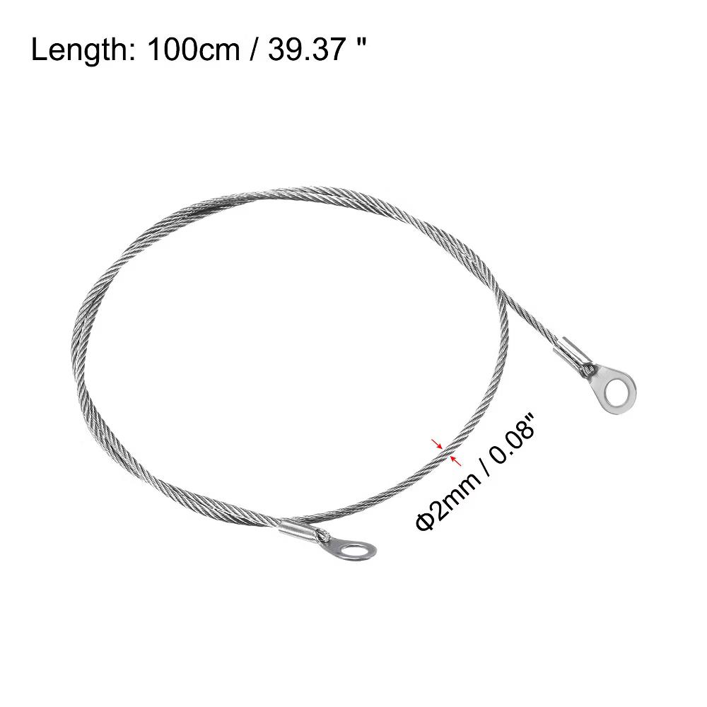 Lanyard Cable Rope with Key Ring Keychains Silver 4 Pcs - Image 30