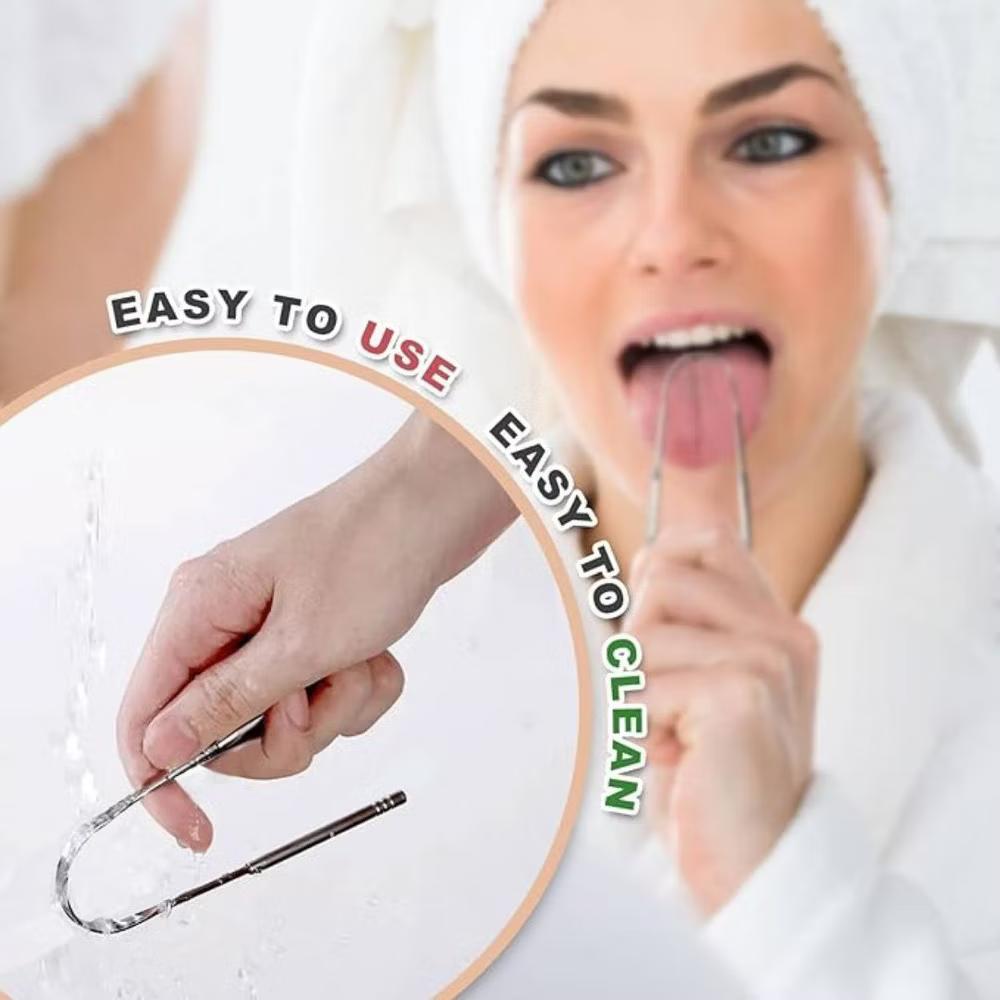 Tongue Scraper for Adults (2 Pack) with Travel Cases, Stainless Steel, Reduce Bad Breath, Easy to Use, Oral Care - Image 3