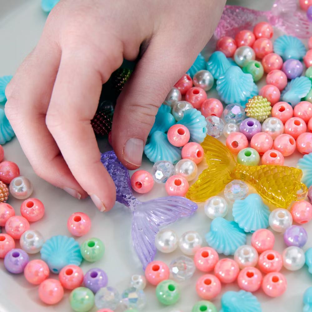 Creativity for Kids Mermaid Bead Jewelry Jar: Craft Kit with Beads & Cord for Ages 6