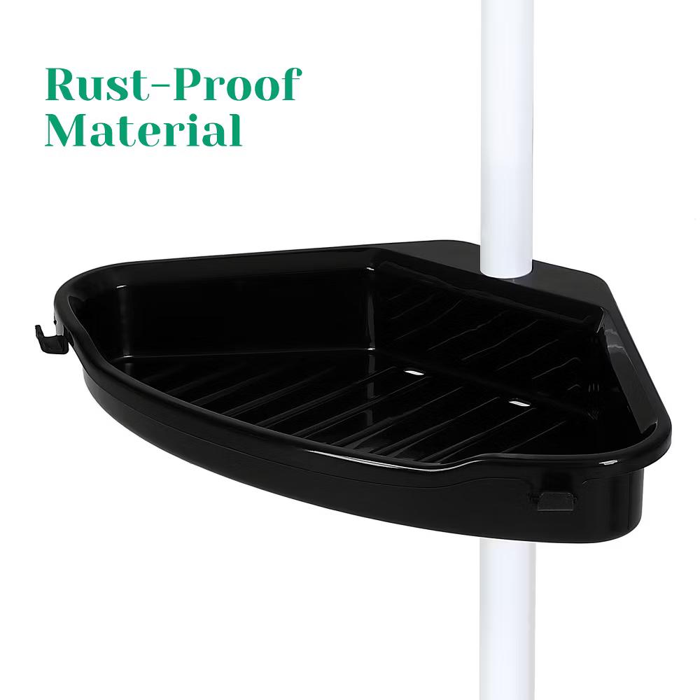 Bathroom Corner Shower Caddy Tension Pole, 4-Tier Rust-Resistant Bathroom Storage Organizer with Adjustable Shelves & Rubber Pad, 101''- 122'' Height - Image 12