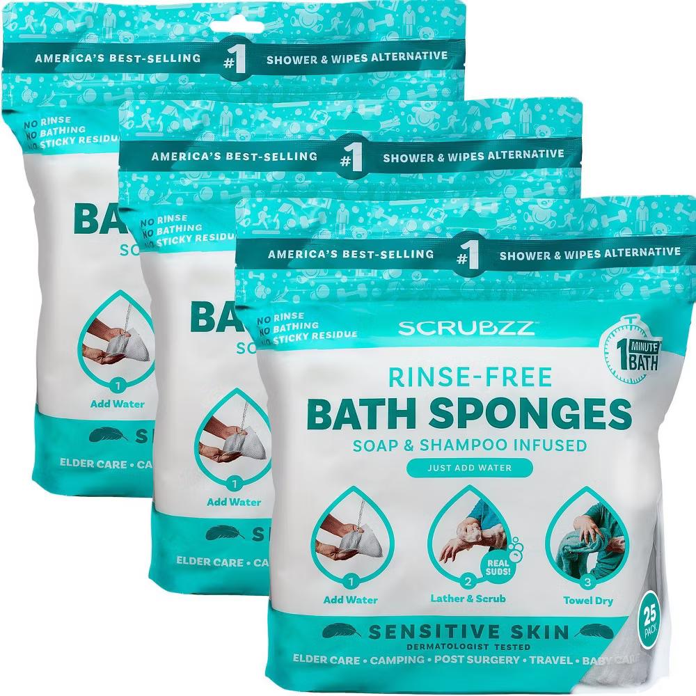 Scrubzz No Rinse Bath Wipes for Adults Bathing, Adult Rinse Free Bath Sponges - Disposable - Image 30