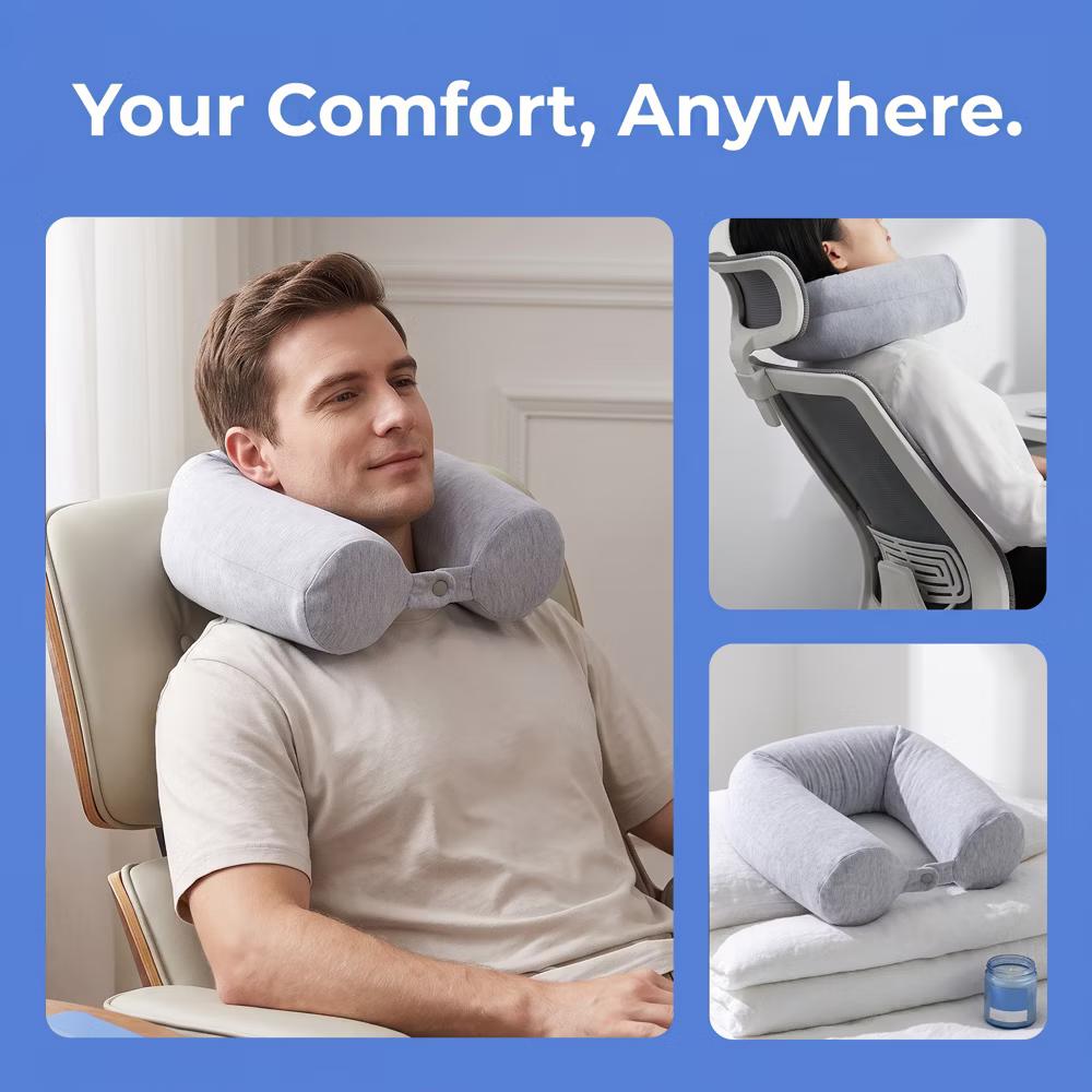 U‑Shaped Memory Foam Nap Pillow with Snap Closure for Desk and Travel Use 1Pc - Image 20