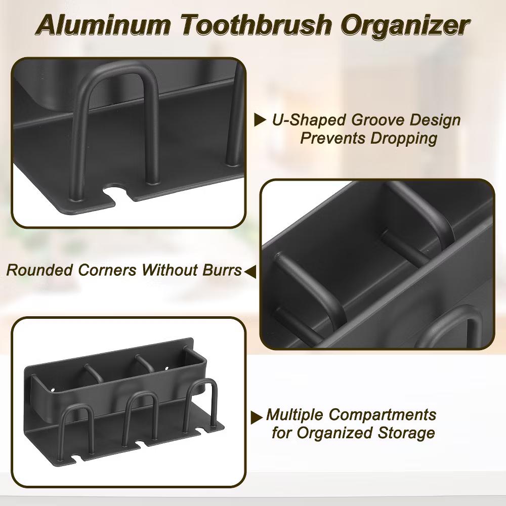 Durable Material No-Drill Installation Practical Design Versatile Use Toothbrush Holder - Image 31