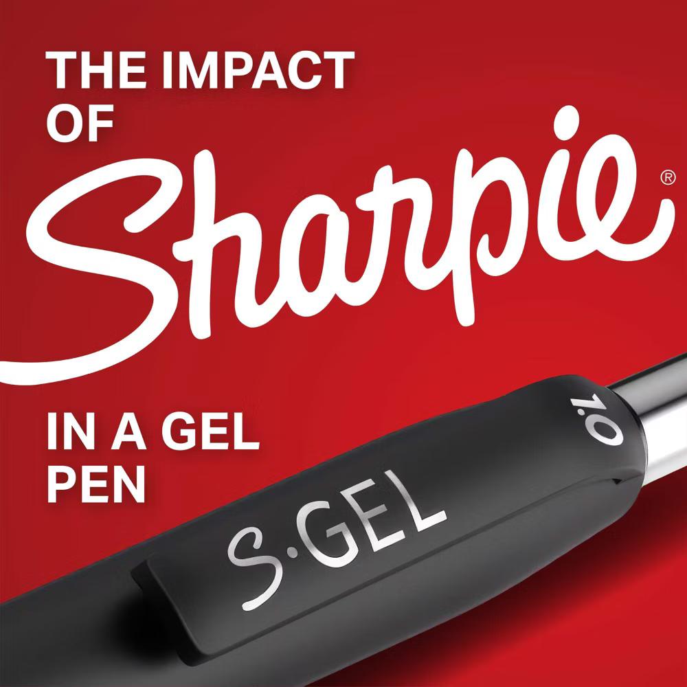 4pk S-Gel Gel Pens Black 0.7mm Medium Tip - Red, Blue, Black Ink: Retractable Pen Set with Contoured Grip & Pocket Clip - Image 6