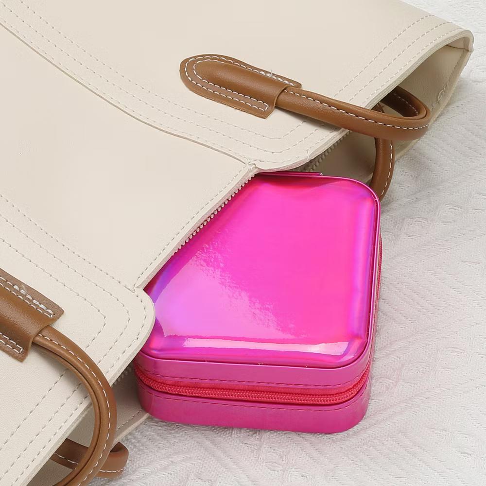 Travel Square Small Portable PU Leather Jewelry Organizer Case Storage - Image 19
