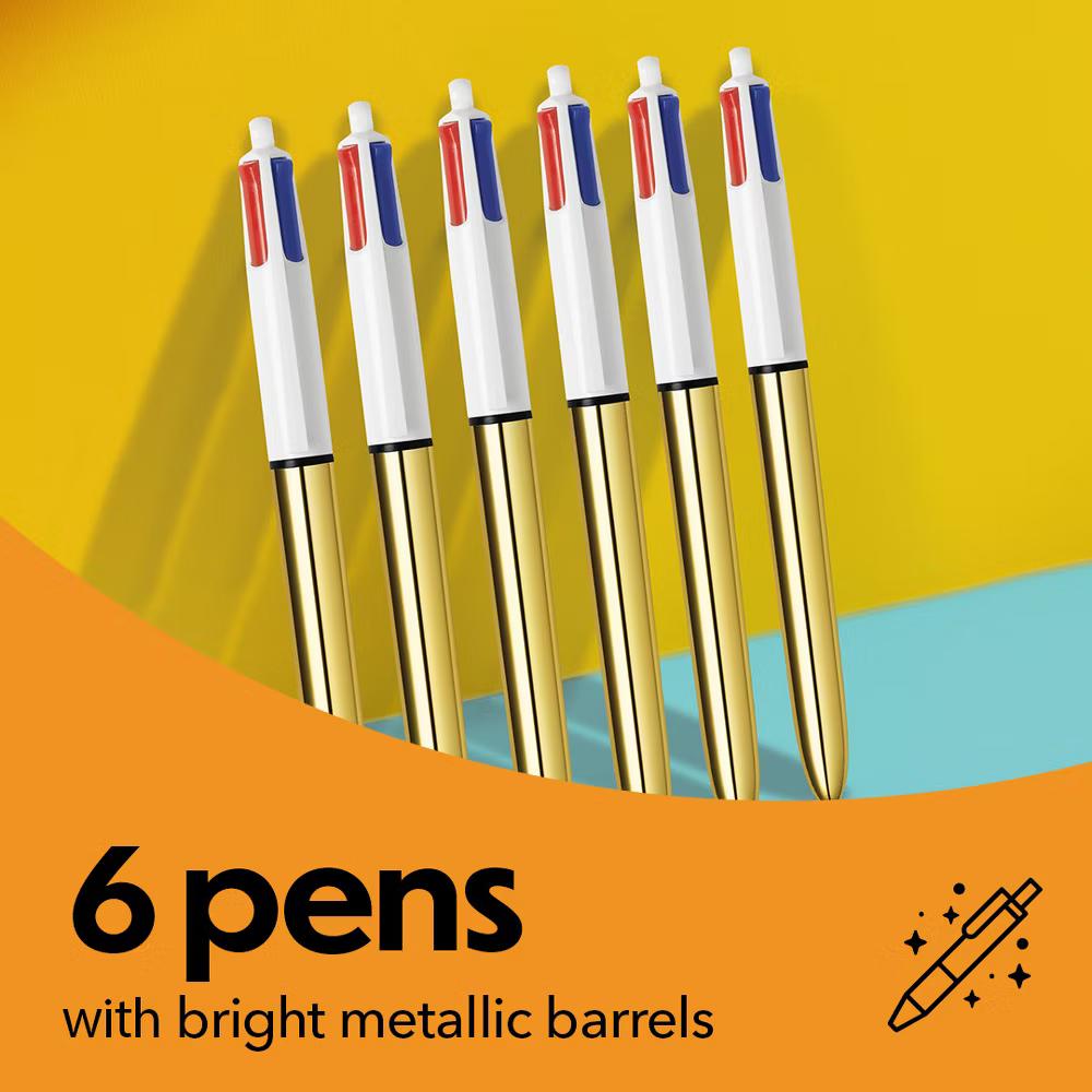 4 Color Shine Retractable Ballpoint Pen, Versatile 1.0 mm Medium Point, 6-Count in Assorted Ink - Image 7