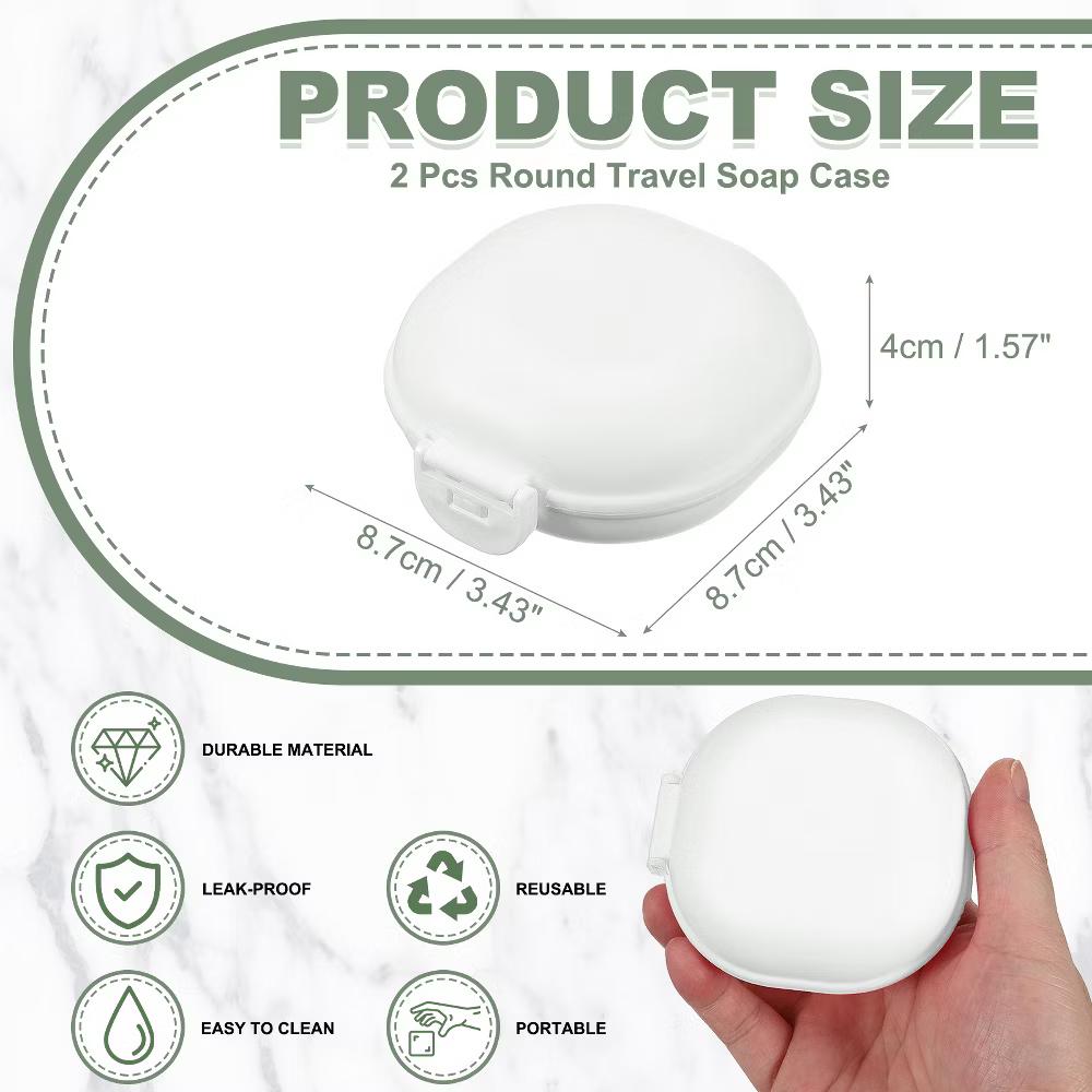 Soap Dish, Portable Travel Soap Box Waterproof Holder Case Round - Image 24