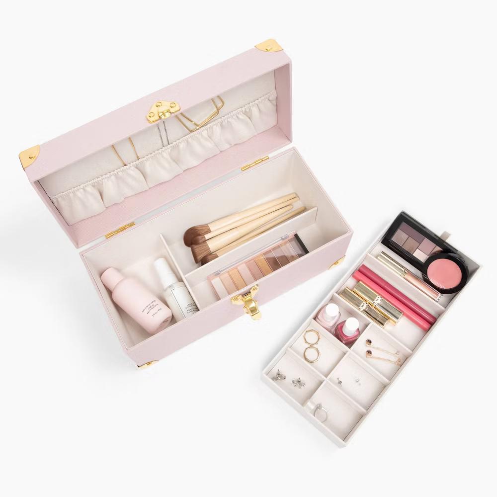 West Emory Nylon Beauty Toolbox with Removable Tray and Gold Metal Corners - Image 3
