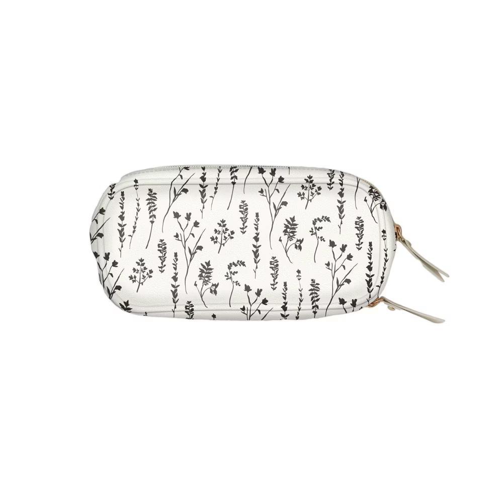 Blue Sky The Evergirl Faux Leather Zipper Pencil Pouch Pressed Flowers White: Pencil Bag for Teens, 7.75" 3.5" - Image 5
