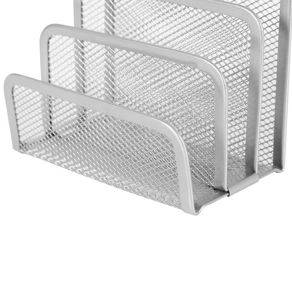 Mesh Letter Sorter - Steel Desk Organizer, Silver Mail & Letter Holder, Office File Organizer, 5.5"x3"x5.06" - Image 2