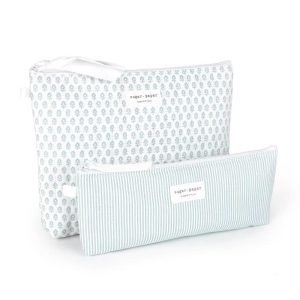 Essentials 2pk Fabric Pouch Blue Floral/Blue Stripe