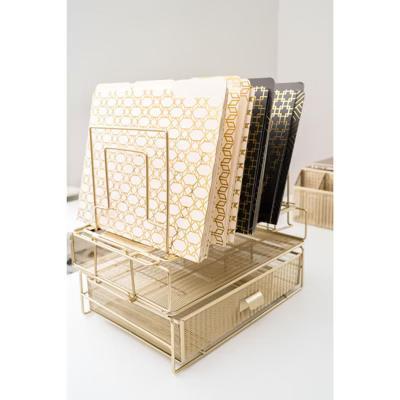 Blu Monaco Gold Desk Organizer - Includes Detachable File Organizer, Stackable Paper Tray & Drawer, Office Supplies for Desk - Image 8